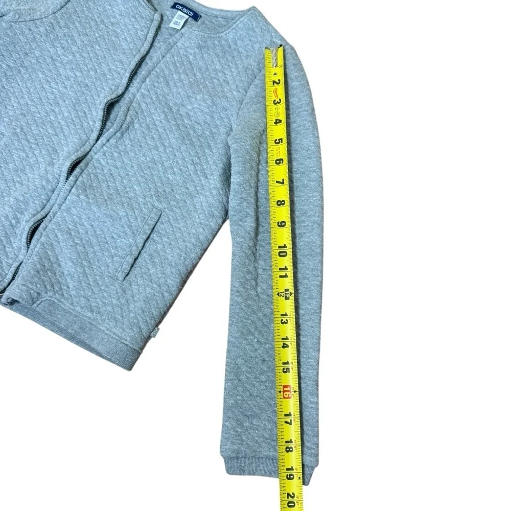 Okaidi| Kids Light Gray Quilted Zip Up Sweatershirt- Size 10 years